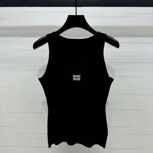 Miu Miu Black Tank Top with Logo